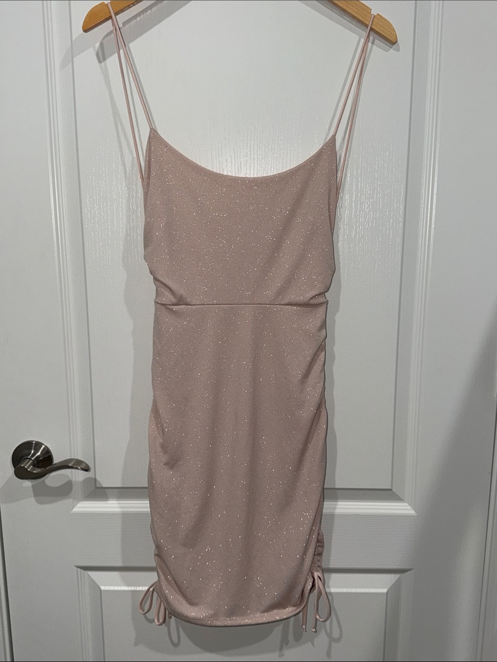 Windsor  Spaghetti-Strap Pink Glitter Bodycon Dress open back size small NWT